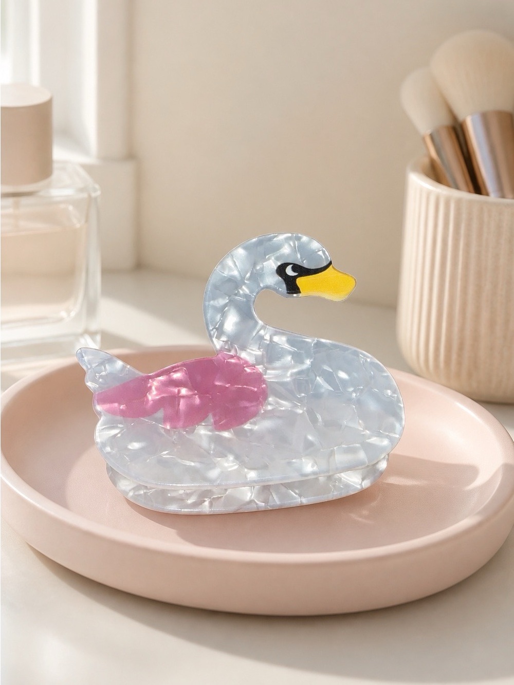 Iridescent Swan Hair Clip
